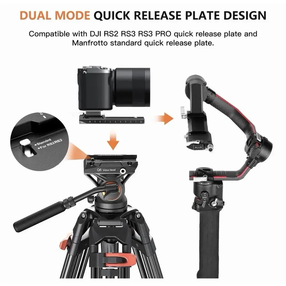 Coman Aluminum Video Tripod with Hydraulic Head for Cameras & Phones